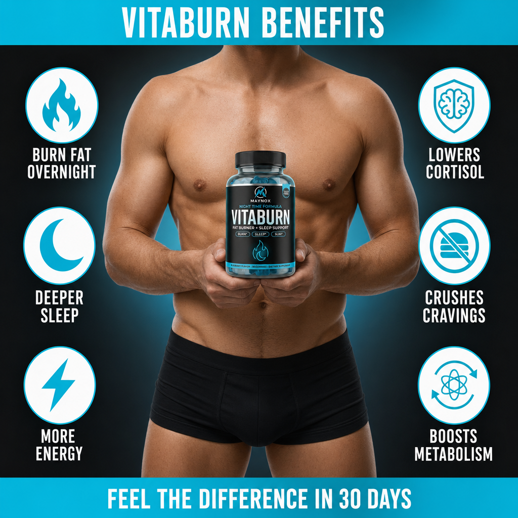 VitaBurn | Nighttime Fat Burner Gummies for Men with Melatonin - Blueberry After
