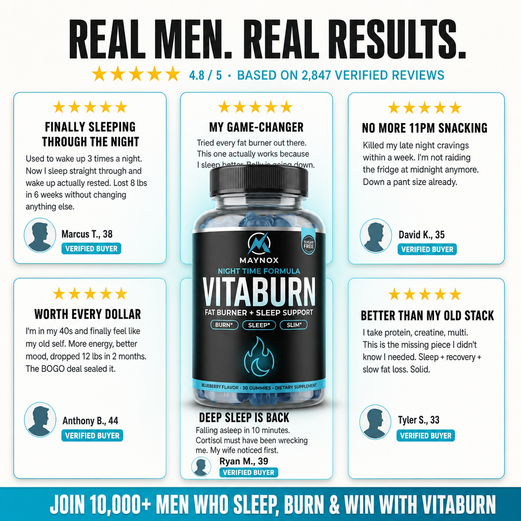 VitaBurn | Nighttime Fat Burner Gummies for Men with Melatonin - Blueberry After